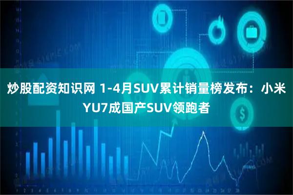 炒股配资知识网 1-4月SUV累计销量榜发布：小米YU7成国产SUV领跑者